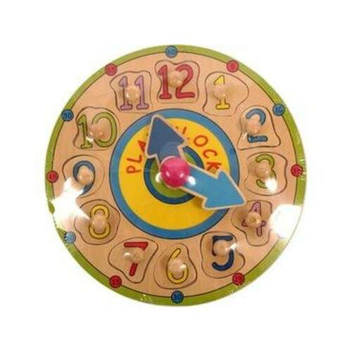 Wooden Play Clock Puzzle for Kids, Learning Time Telling, Educational Toy