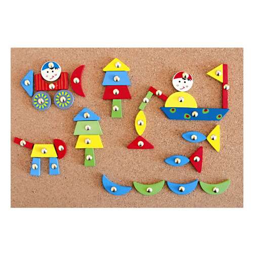 Woodyland Създайте картина от дърво, цветни дървени форми за деца за създаване на картини върху табло от корк