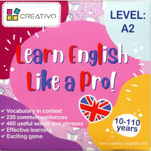 Creativo Learn English Like a Pro! Cărți - Nivelul A2 coperta. Cărți de învățare a limbii engleze pentru copii și adulți.