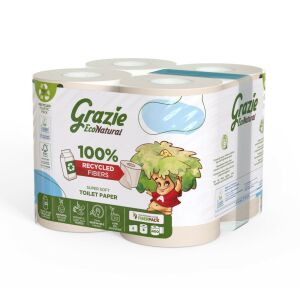 Grazie EcoNatural toaletný papier, 8 roliek, vyrobený zo 100% recyklovaných vlákien - Lucart