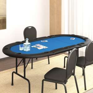 Kék összecsukható pókerasztal 10 játékosnak 206 x 106 x 75 cm 92943594 