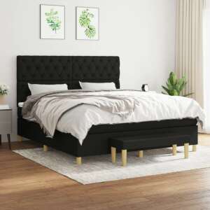 Fekete szövet rugós ágy matraccal 160x200 cm 92958249 