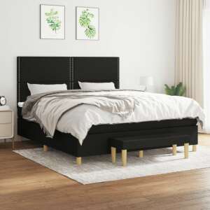 Fekete szövet rugós ágy matraccal 160x200 cm 92962083 