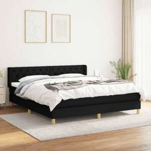 Fekete szövet rugós ágy matraccal 160x200 cm 92965814 