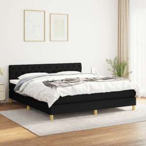 Fekete szövet rugós ágy matraccal 160x200 cm 92984476 