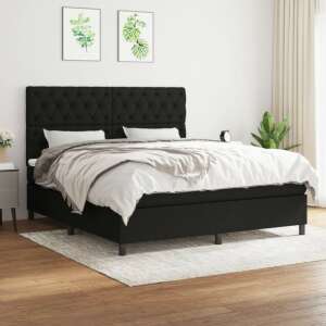 Fekete szövet rugós ágy matraccal 160x200 cm 92998218 