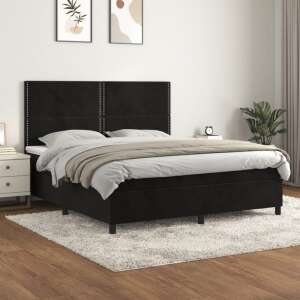 Fekete bársony rugós ágy matraccal 160x200 cm 93010828 