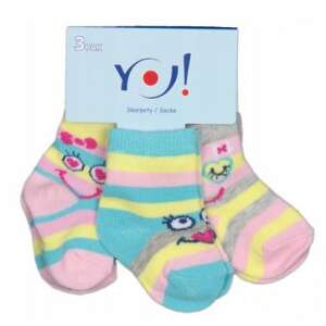 Yo! Baby pamut zokni 3db-os 6-9 hó - színes csíkos 35297572 Gyerek zokni, térdtappancs - Cica - Csíkos
