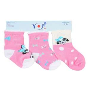 Yo! Baby pamut zokni 3db-os 6-9hó - rózsaszín kutyus 35297607 