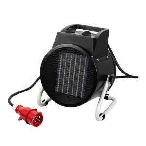 Eurom EK5K industrial space heater, black, front view with power plug - Space Heater