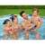 Bestway Steel Pro Max 274x66cm round metal frame pool with panda and animal print design, family enjoying the pool