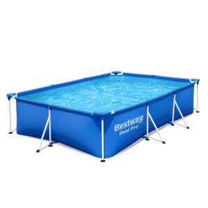 300x201x66 cm-es fémvázas négyszögletes családi medence kék színben + szivattyúval és szűrővel 44170537 Kerti medencék