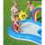 Bestway Rainbow N' Shine Play Center inflatable pool with slide and sprinkler, children playing in the pool