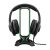 Trust GXT 265 Cintar RGB Headset Stand holding gaming headset with green lighting