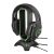 Trust GXT 265 Cintar RGB Headset Stand holding gaming headset with green lighting