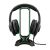 Trust GXT 265 Cintar RGB Headset Stand holding gaming headset with green lighting