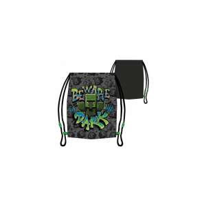 Minecraft Vigyázz a sötétségre húzózsinóros táska, fekete zöld és kék graffiti mintával - Tornazsák