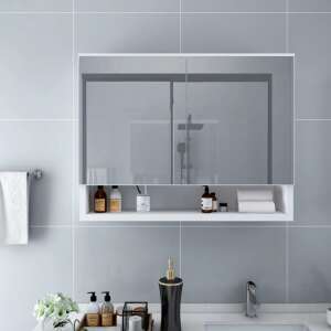 Fehér MDF tükrös fürdőszobaszekrény 66 x 17 x 63 cm 93182685 