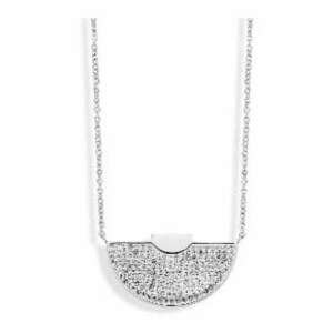 Victoria Ezüst színű, fehér köves félhold nyaklánc - Női nyaklánc