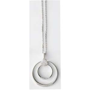 Victoria ezüst nyaklánc fehér kövekkel, dupla kör medállal - Női nyaklánc