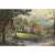 Részletes nézet a kész Schmidt Puzzle Thomas Kinkade Peaceful Moment 500 darabos puzzle-ről, amely egy folyóparti kabint ábrázol