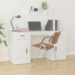 Fehér szerelt fa íróasztal szekrénnyel 93080512 