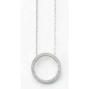 Victoria ezüst nyaklánc fehér kövekkel, kör alakú medállal - Női nyaklánc