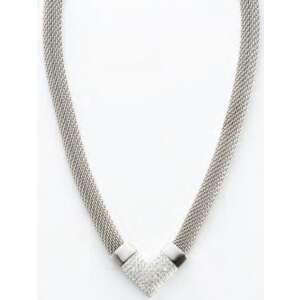 Victoria ezüst színű, fehér köves hálós nyaklánc - Női nyaklánc