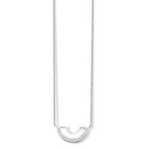 Victoria ezüstszínű, fehér köves félhold nyaklánc