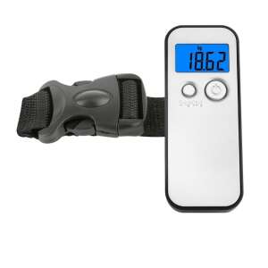 Digitálna batožinová váha, kapacita 5 kg, biela, s LCD displejom, funkciou TARE, háčikom, na váženie batožiny, cestovná váha - Vákuové zváračky fólií, Stroj na pečenie oblátok, Fritézy, Elektrické hrnce na varenie, Stolové grily a Kuchynské váhy