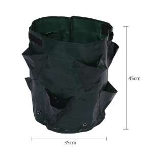 Green vertical planting bag with 8 pockets, 35cm x 45cm, for growing strawberries, herbs, and vegetables - Planting Bag