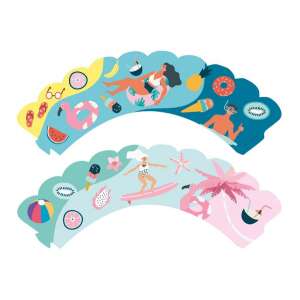 Nyár Surfing muffin papírok, nyári témájú cupcake papírok, 6 darabos szett - Muffin papír