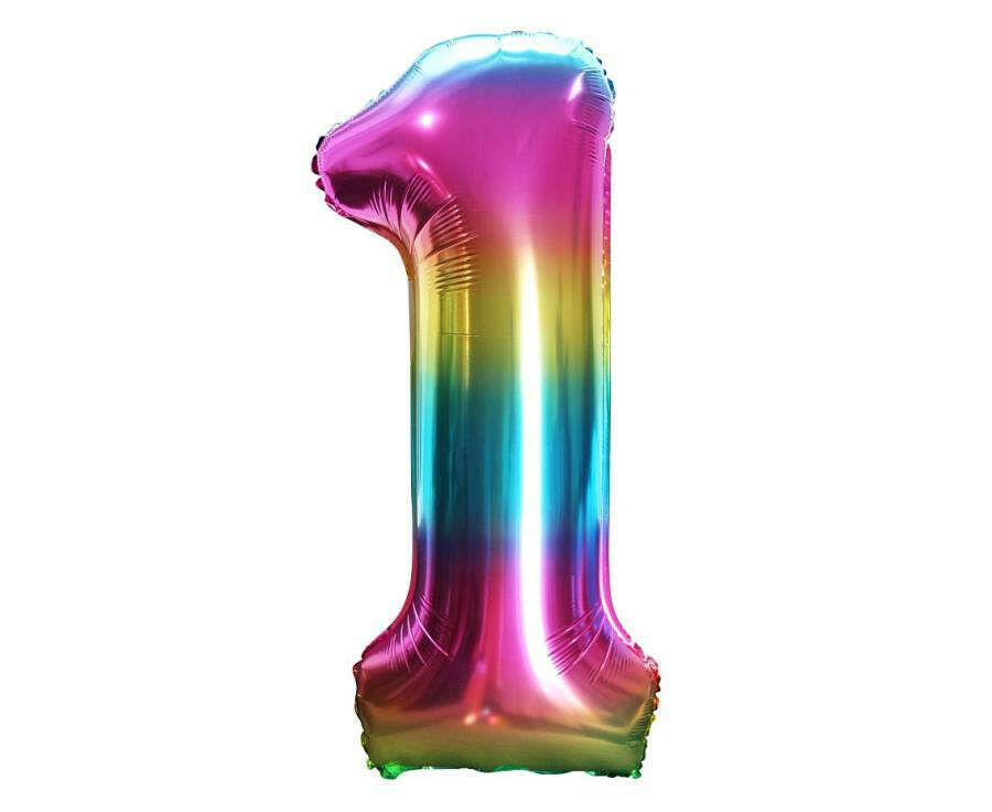 Balon folie cu numărul 1 curcubeu Rainbow 85 cm