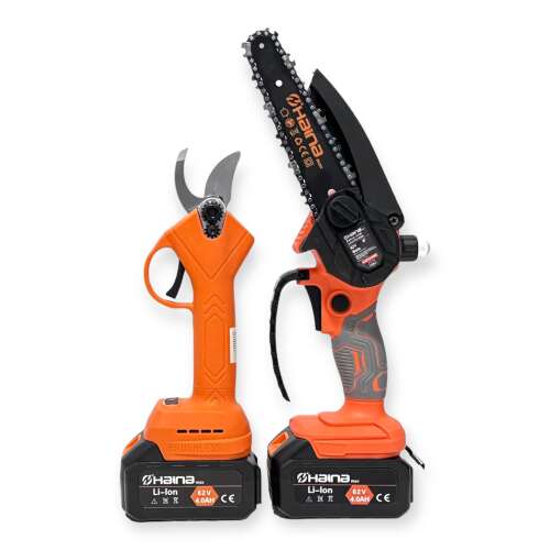 Haina Dupla Akkumlátoros Olajzós Láncfűrész és Metszőolló 62V H-BCD2-6804