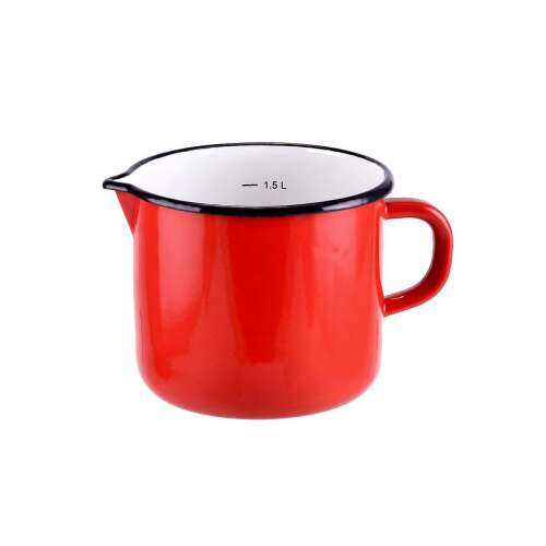 Piros zománcozott 1,5 literes mérőkanna fogantyúval