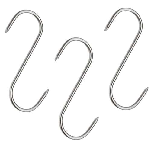 Set of 3 meat hooks, 16 cm, IdealStore® brand, for hanging meat, made of metal