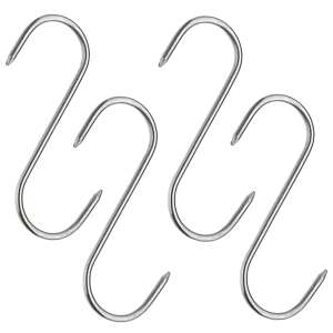 Zestaw 4 haków do wędzenia mięsa IdeallStore®, 17 cm, stal nierdzewna - Haki na mięso