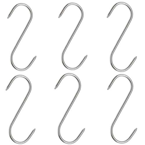 Sada 6 háčikov z nehrdzavejúcej ocele na údenie mäsa, 17 cm, IdeallStore® mäsiarsky obchod