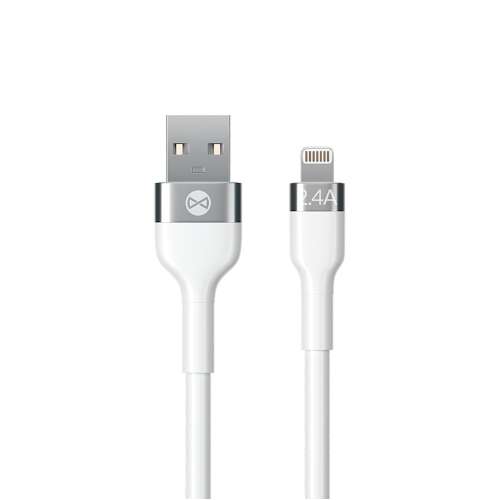 Forever Flexibilis USB-Lightning charging and data cable, white, 1 meter, 2.4A