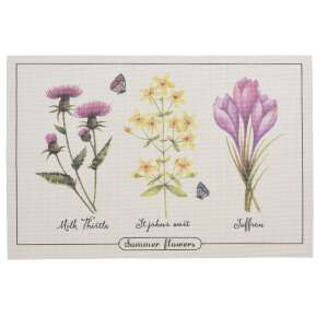 Set de 4 suporturi pentru farfurii Excellent Houseware, cu design floral cu ciulin laptos, sunătoare și șofran. - Servete si naproane