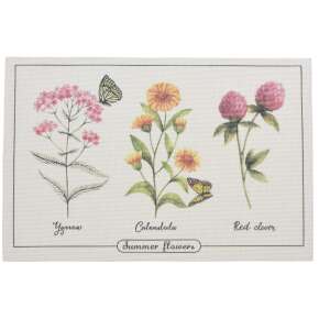 Set de 4 suporturi de farfurii Excellent Houseware, 45x30 cm, design cu flori de vară, inclusiv coada șoricelului, gălbenele și trifoi roșu - Servete si naproane