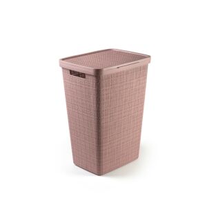 CURVER Jute 58L Wäschekorb mit Deckel, Rosa - Wäschekörbe