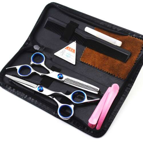 Felliner professional dog grooming scissors set with comb, carrying case, steel, 15cm, blue