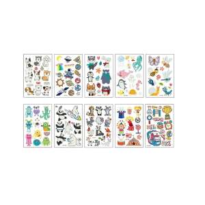 Foszforeszkáló ideiglenes tetoválások gyerekeknek, 10 lap 100+ mintával, Original Deals - Tetoválás