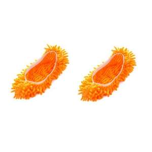 Narancssárga mikroszálas felmosó papucsok párja a padló tisztításához - Háztartási kellék