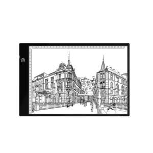 Tableta Grafica cu Panou LED pentru Transcriere Desene, Schite, Proiecte, Tatuaje si Radiografii, Alimentare Micro USB, 3 Moduri de Iluminare, PVC Alb, ORIGINAL DEALS®