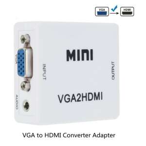 VGA -> HDMI átalakító adapter, fehér, VGA és audio bemeneti portokkal és HDMI kimeneti porttal - VGA átalakító