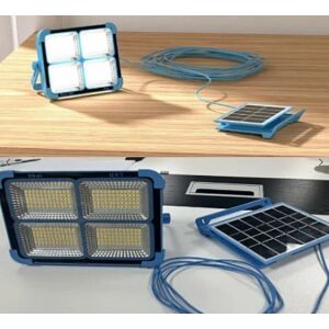 Unpackaged portable solar LED lamp with detachable panel on a table. - Garden