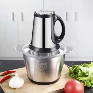 Electric Meat and Vegetable Chopper - 4 stainless steel blades, 2 speeds, high capacity, stainless steel bowl