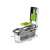 Multifunctional vegetable slicer with 14 attachments, green and black, with a container for slicing and chopping vegetables, ideal for kitchen use